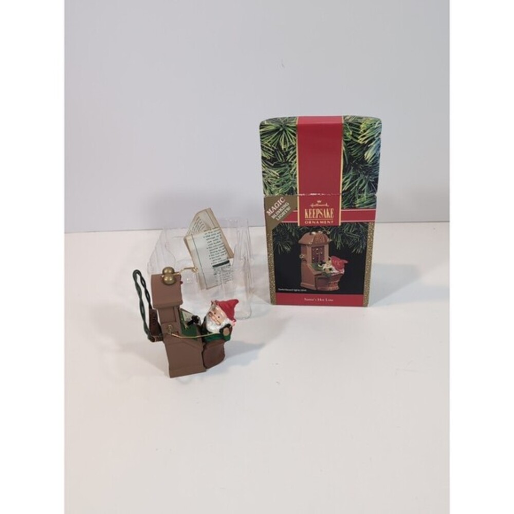 Vintage Hallmark Keepsake Ornament ‎ 1991 "Santa's Hotline" 3" Lights Up Blinks